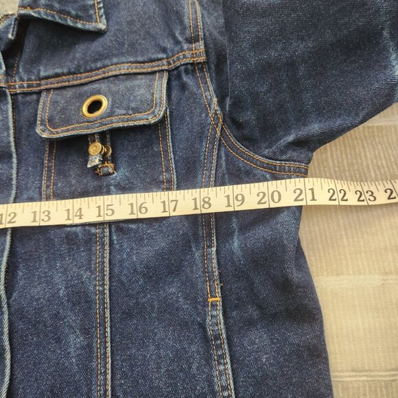 [L] Cleo Cotton Denim Jacket with 4 Pockets Women's Size Large Button Front - Picture 12 of 14